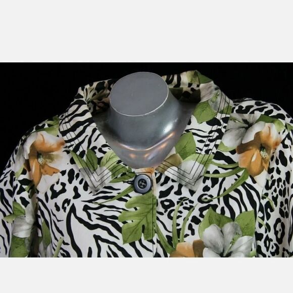 LANE BRYANT LEOPARD FLORAL PRINT JACKET PLUS SZ 26/28W MULTICOLORED - Picture 5 of 8